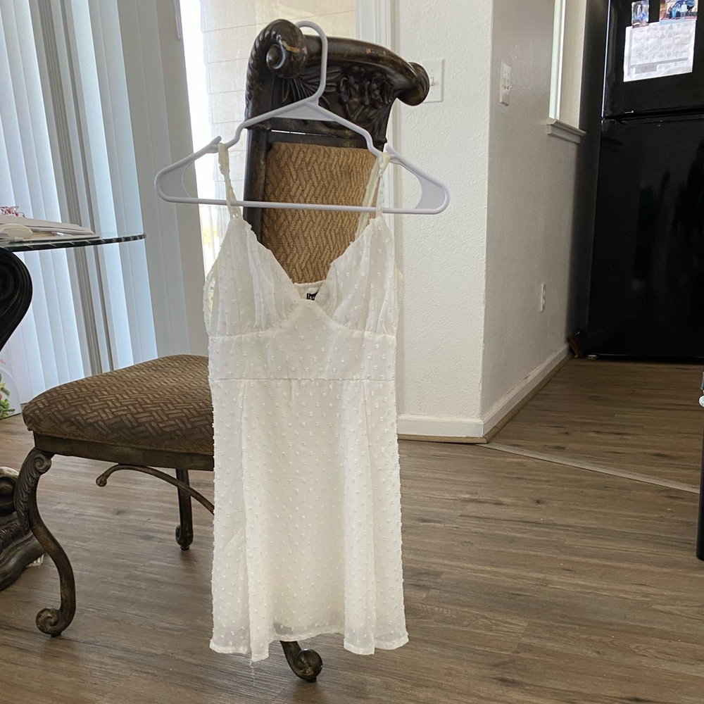 SHEIN White Strapless Spotted Swiss Dot Slip Dress